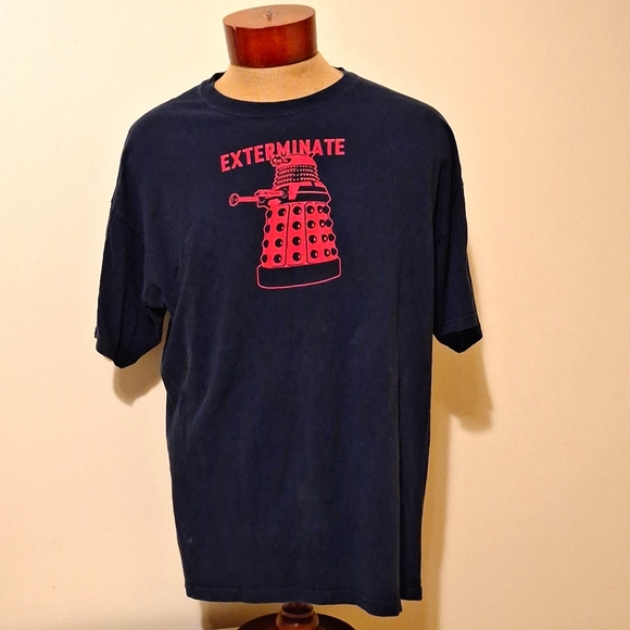 DR WHO Vintage T Shirt EXTERMINATE w Dalek on front and Doctor Who on back XL - Picture 1 of 5